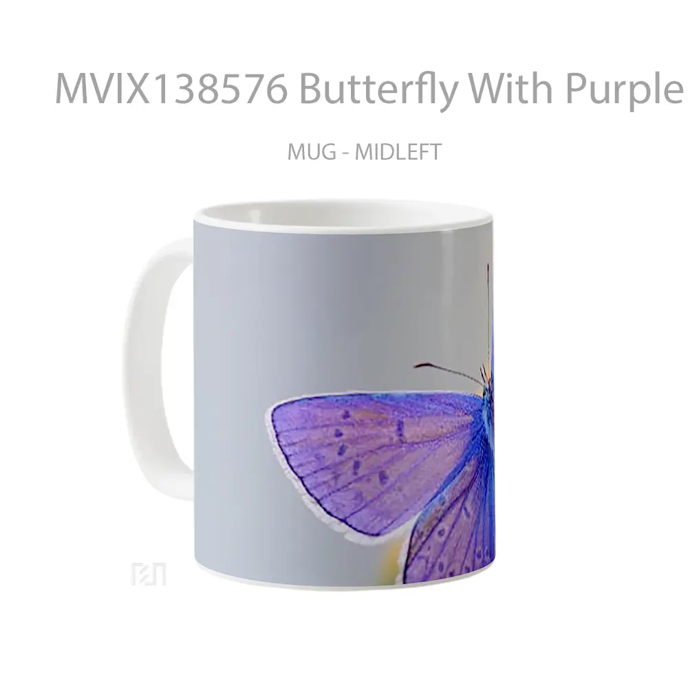 Mug Butterfly With Purple Wings Gelas Hewan Lucu - All-side / Desain