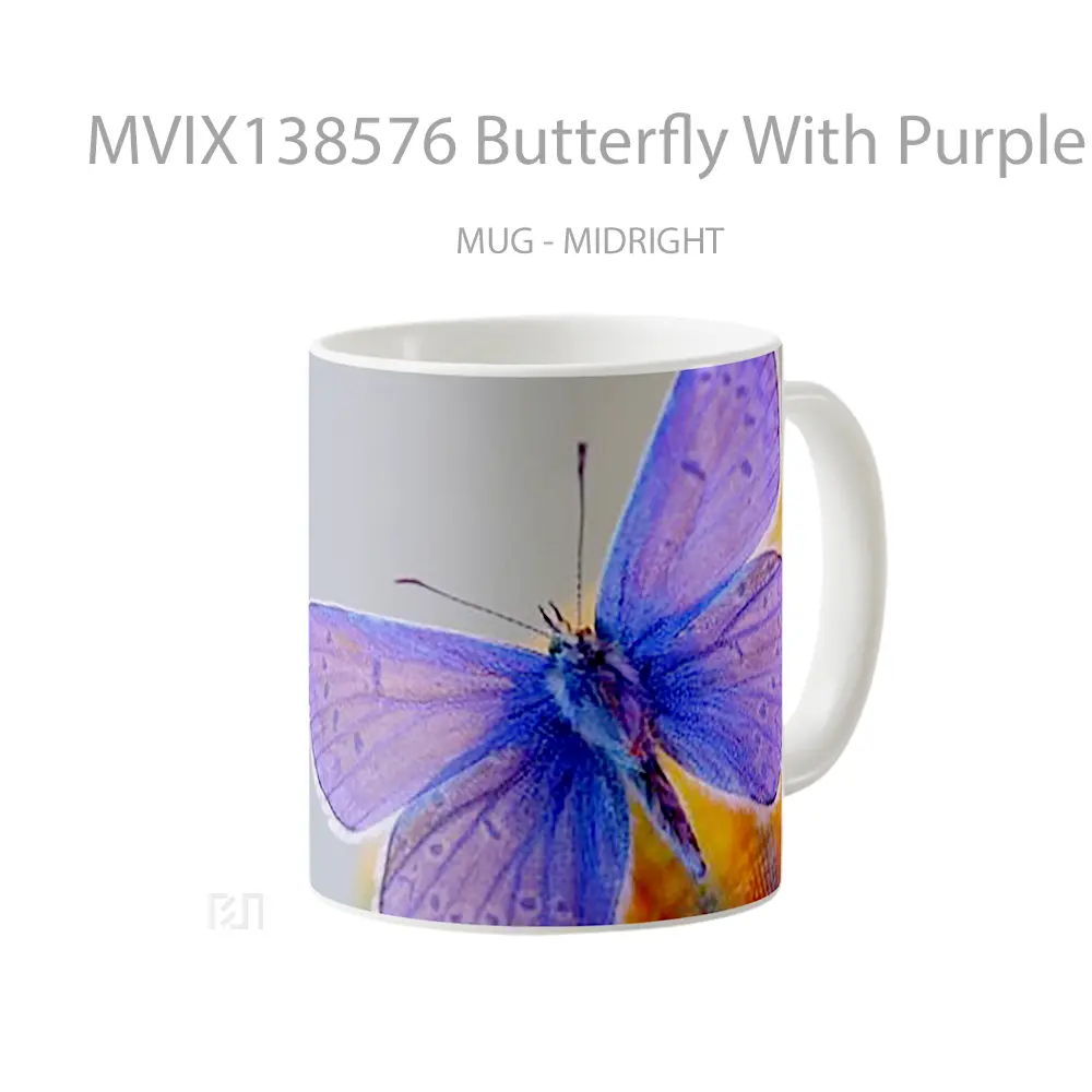Mug Butterfly With Purple Wings Gelas Hewan Lucu - All-side / Desain