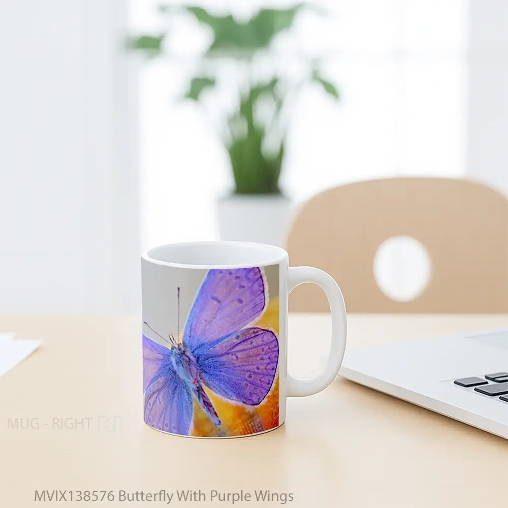 Mug Butterfly With Purple Wings Gelas Hewan Lucu - All-side / Desain
