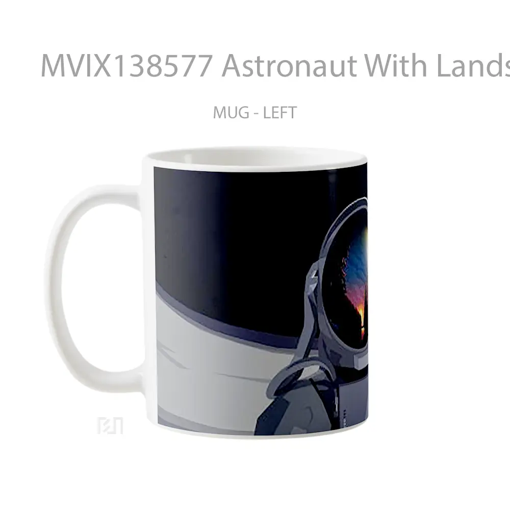 Mug Astronaut With Landscape Reflected In Helmet Gelas Pemandangan Alam - All-side / Desain