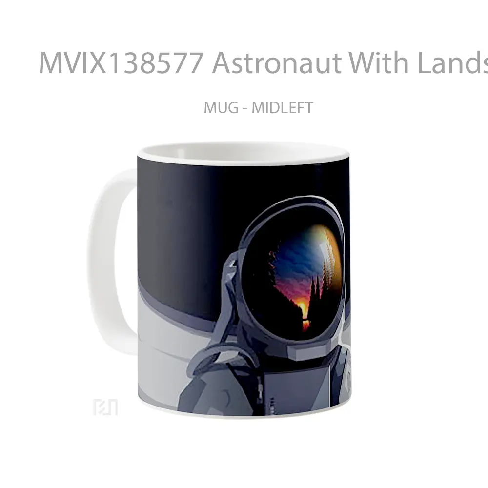 Mug Astronaut With Landscape Reflected In Helmet Gelas Pemandangan Alam - All-side / Desain