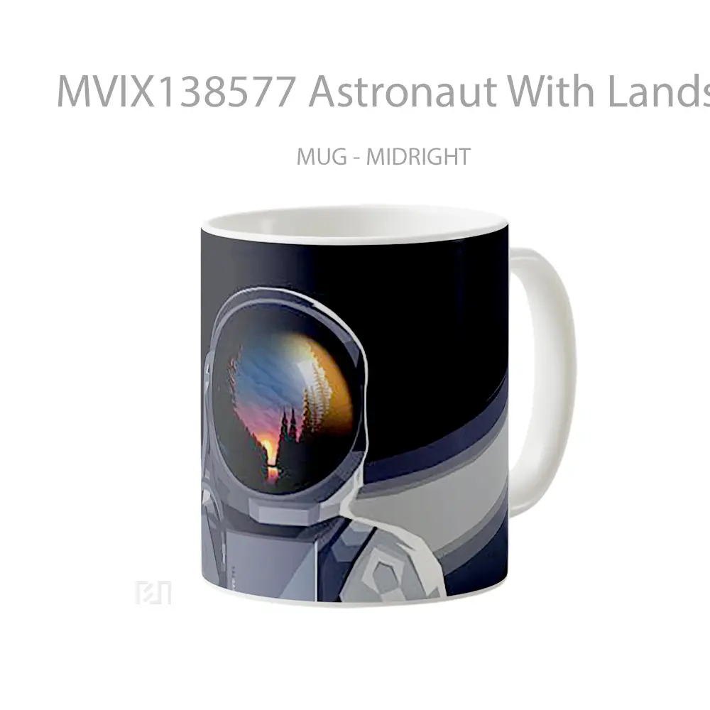 Mug Astronaut With Landscape Reflected In Helmet Gelas Pemandangan Alam - All-side / Desain