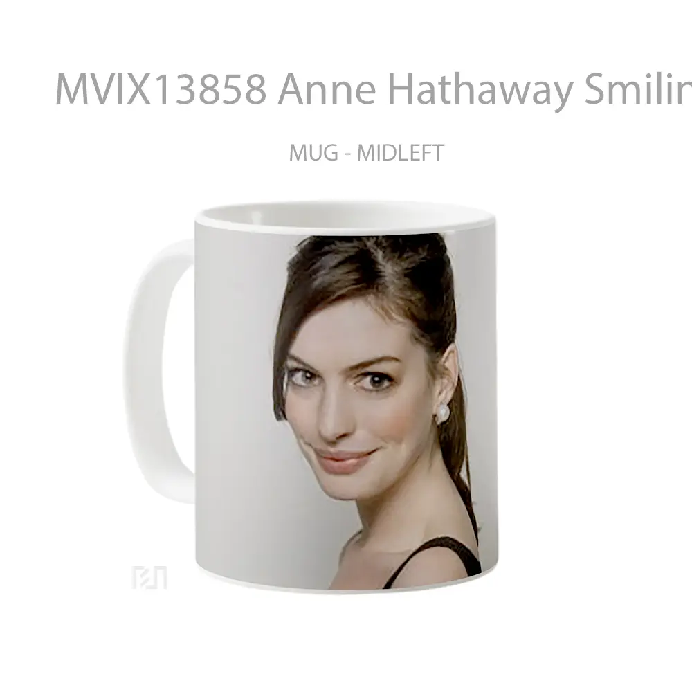Mug Anne Hathaway Smiling Gelas Selebriti - All-side / Desain