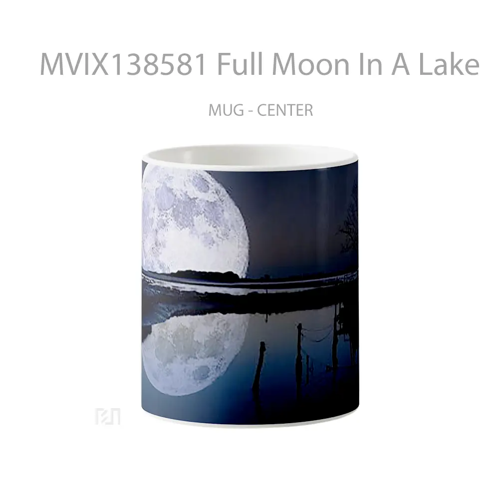 Mug Full Moon In A Lake Gelas Pemandangan Alam