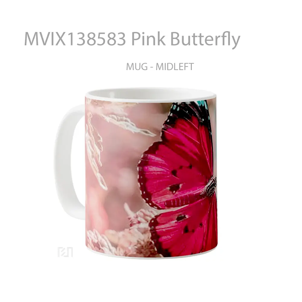 Mug Pink Butterfly Gelas Hewan Lucu - All-side / Desain