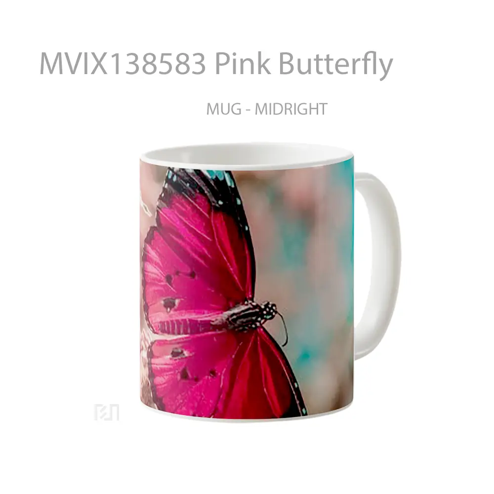 Mug Pink Butterfly Gelas Hewan Lucu - All-side / Desain