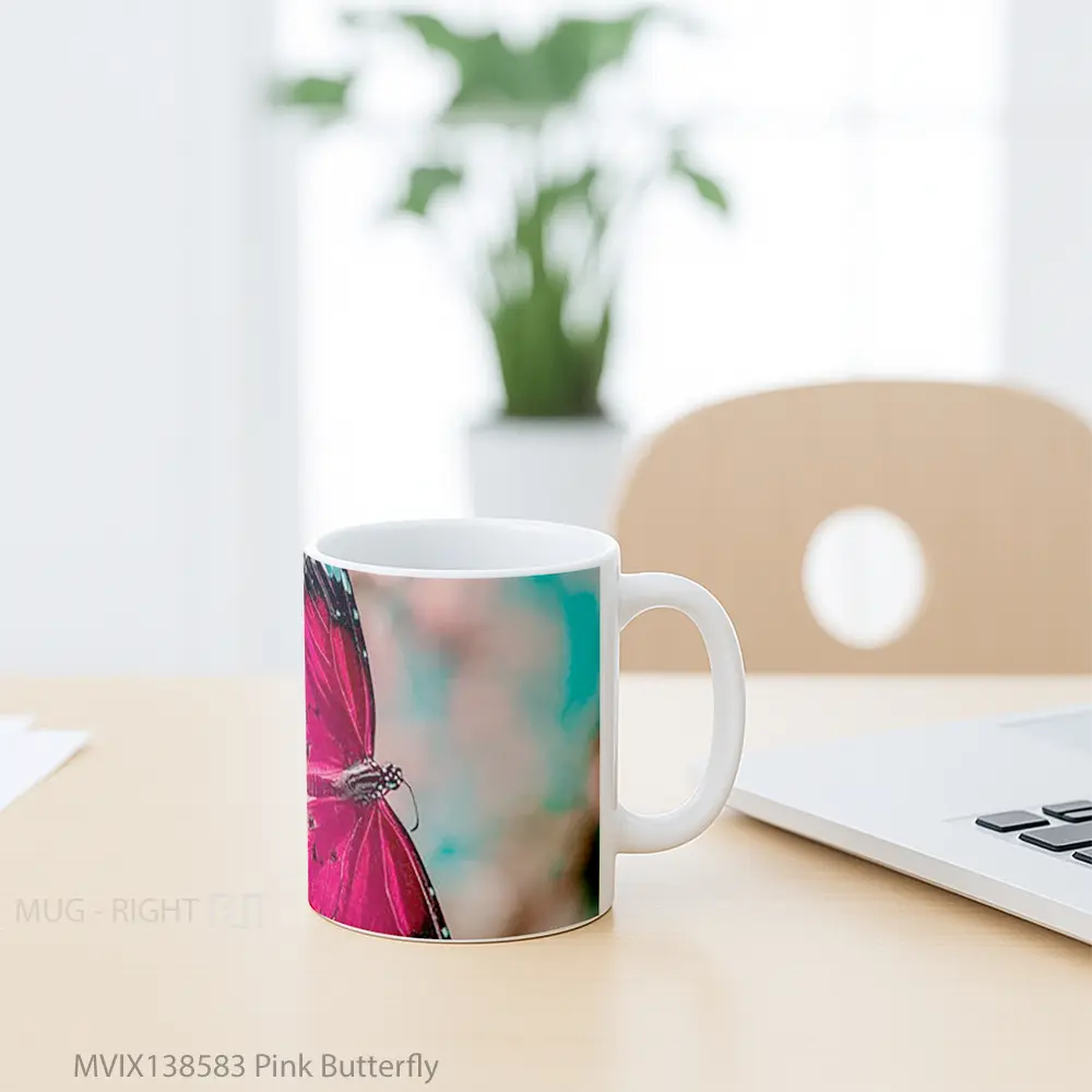 Mug Pink Butterfly Gelas Hewan Lucu - All-side / Desain