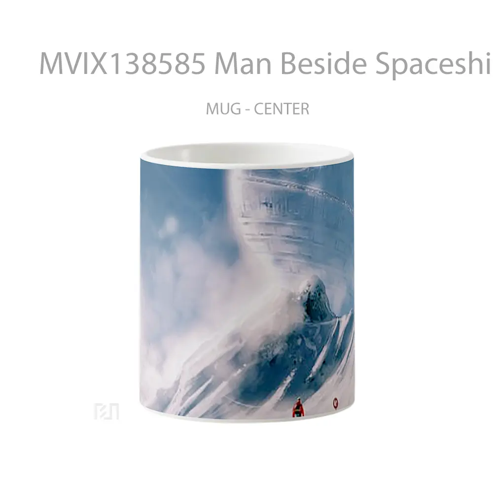 Mug Man Beside Spaceship In Snow Gelas Pemandangan Alam