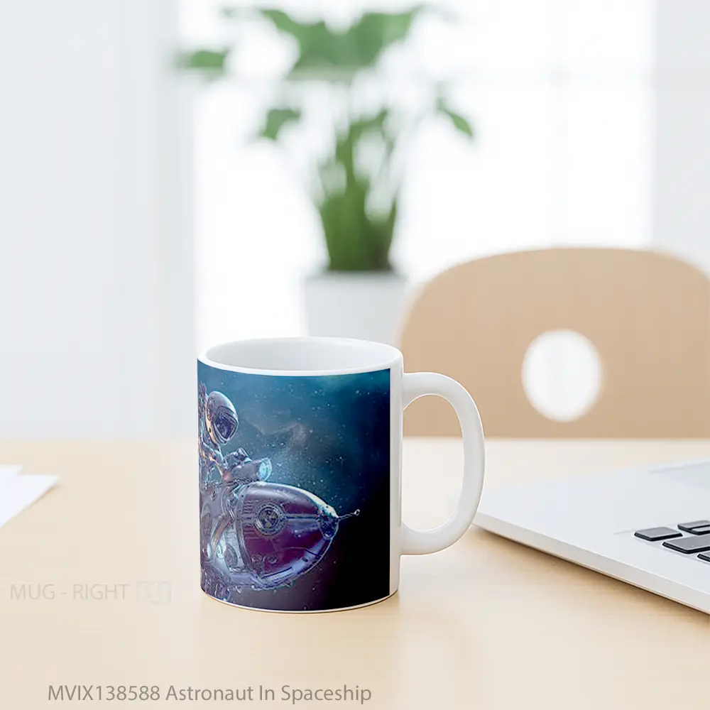Mug Astronaut In Spaceship Gelas Astronomi - All-side / Desain