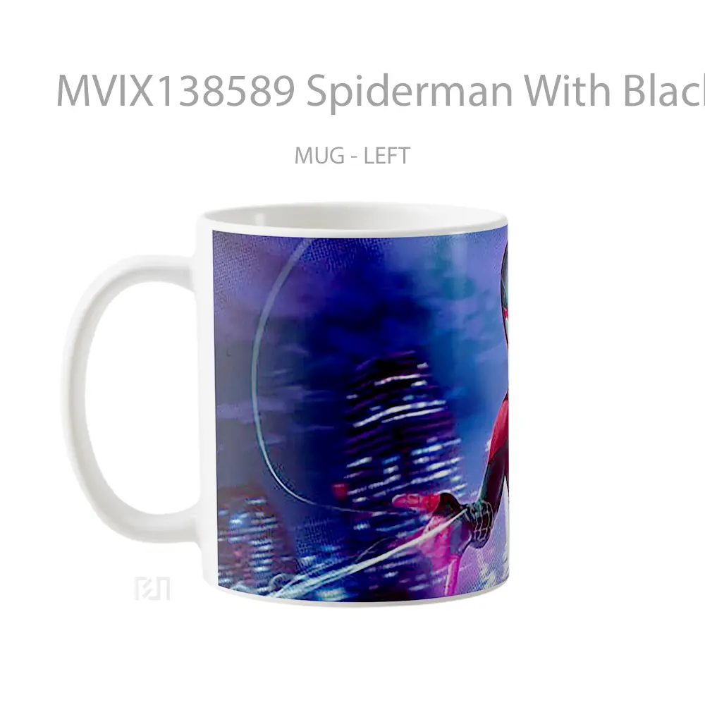 Mug Spiderman With Black Suit V3 Gelas Superhero - All-side / Desain