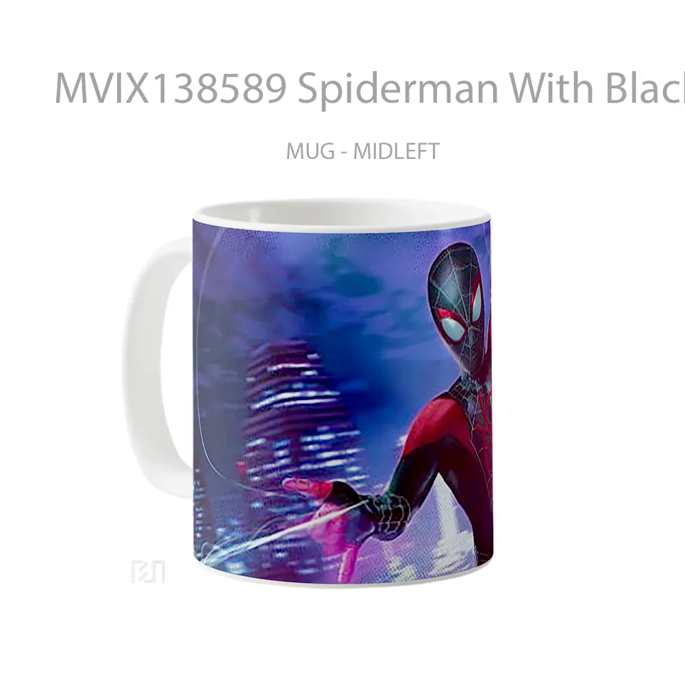 Mug Spiderman With Black Suit V3 Gelas Superhero - All-side / Desain