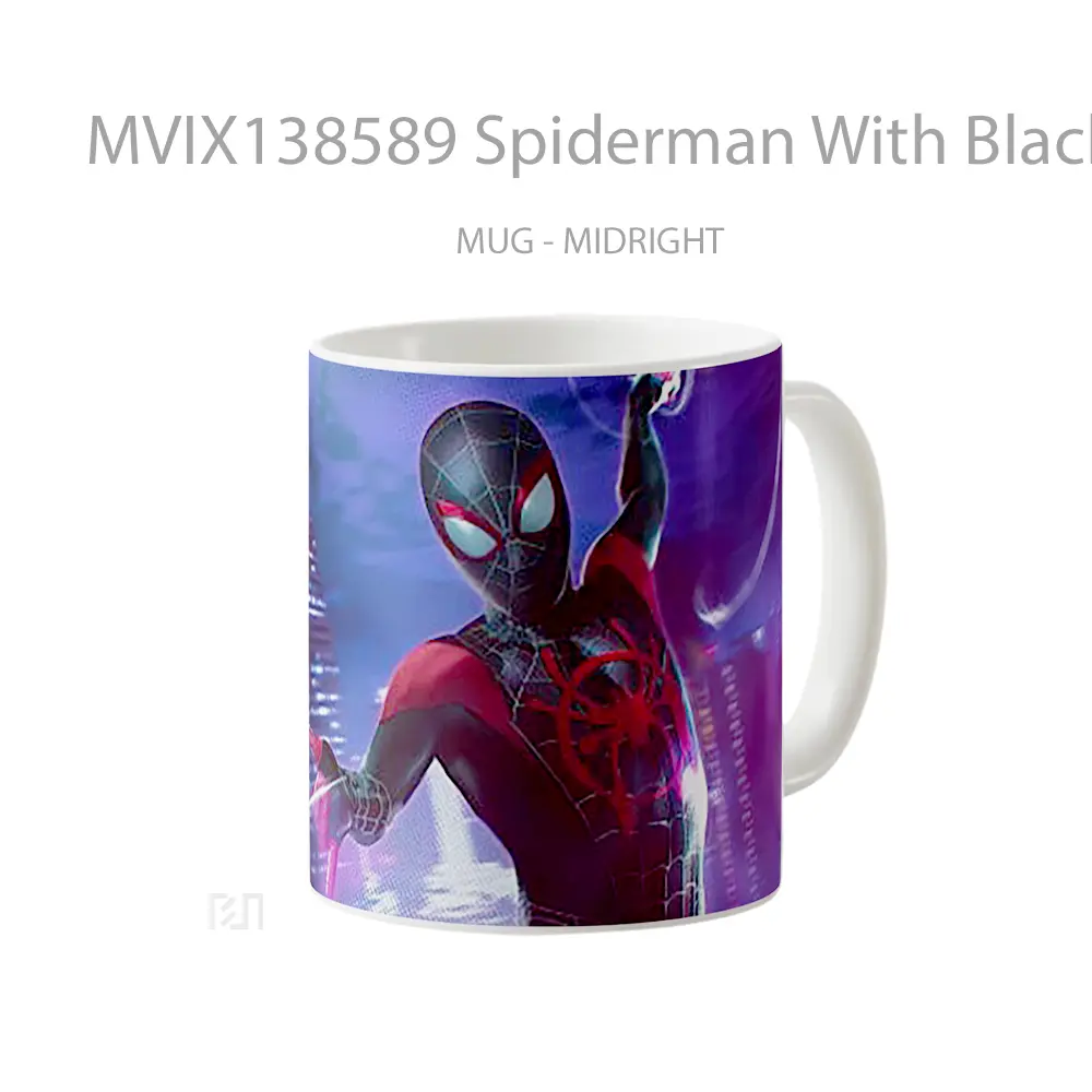 Mug Spiderman With Black Suit V3 Gelas Superhero - All-side / Desain