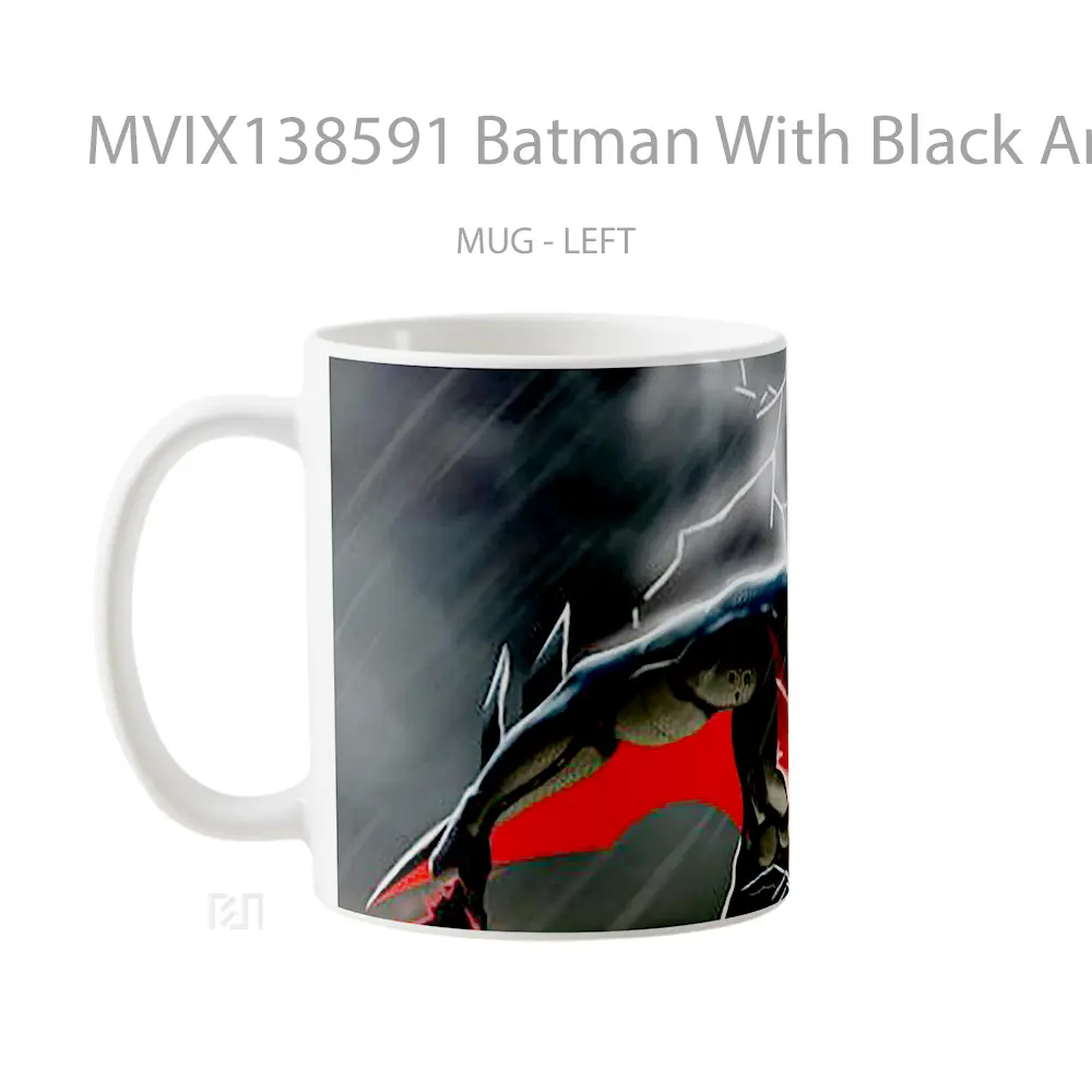 Mug Batman With Black And Red Suit Gelas Superhero - All-side / Desain
