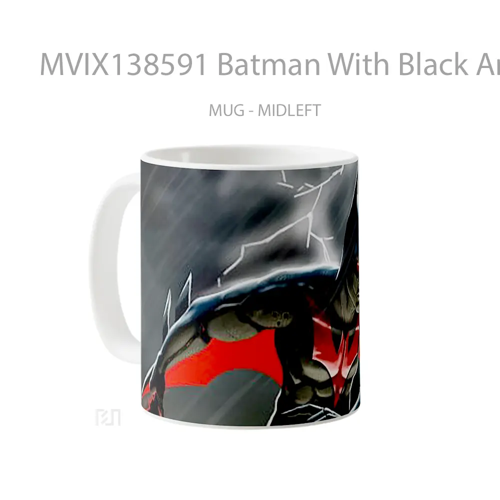 Mug Batman With Black And Red Suit Gelas Superhero - All-side / Desain