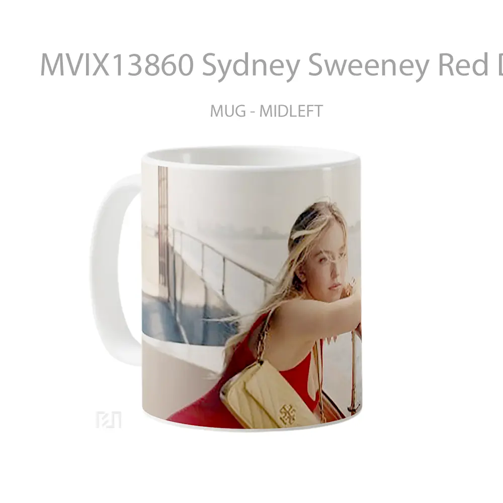 Mug Sydney Sweeney Red Dress Gelas Keramik Unik - All-side / Desain