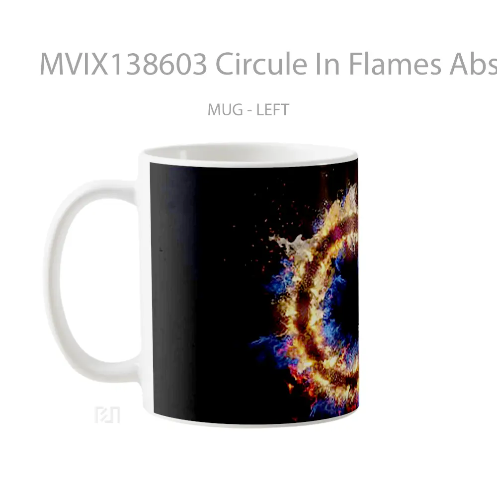 Mug Circule In Flames Abstract Gelas Seni Modern - All-side / Desain