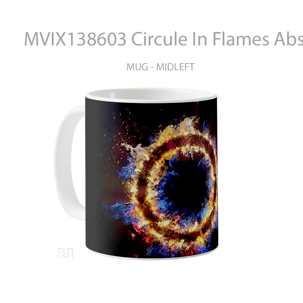 Mug Circule In Flames Abstract Gelas Seni Modern - All-side / Desain