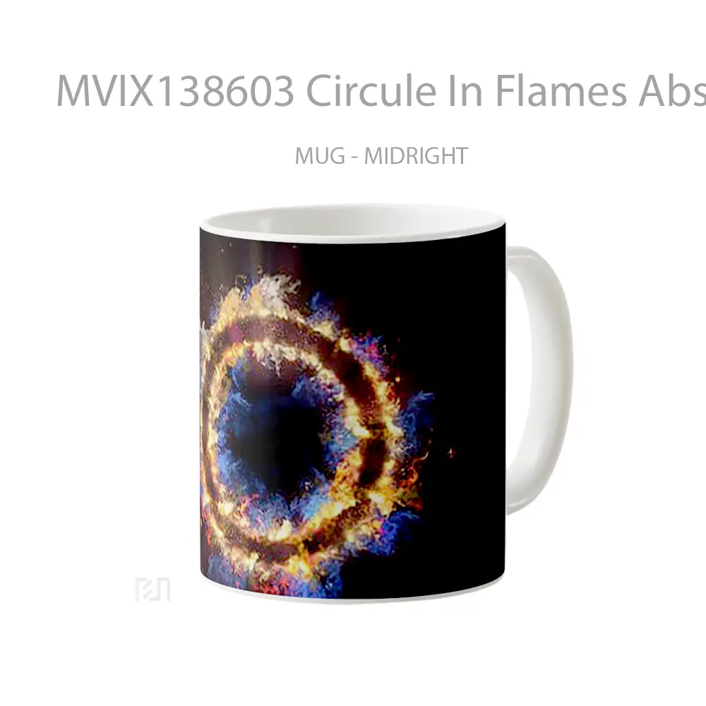 Mug Circule In Flames Abstract Gelas Seni Modern - All-side / Desain