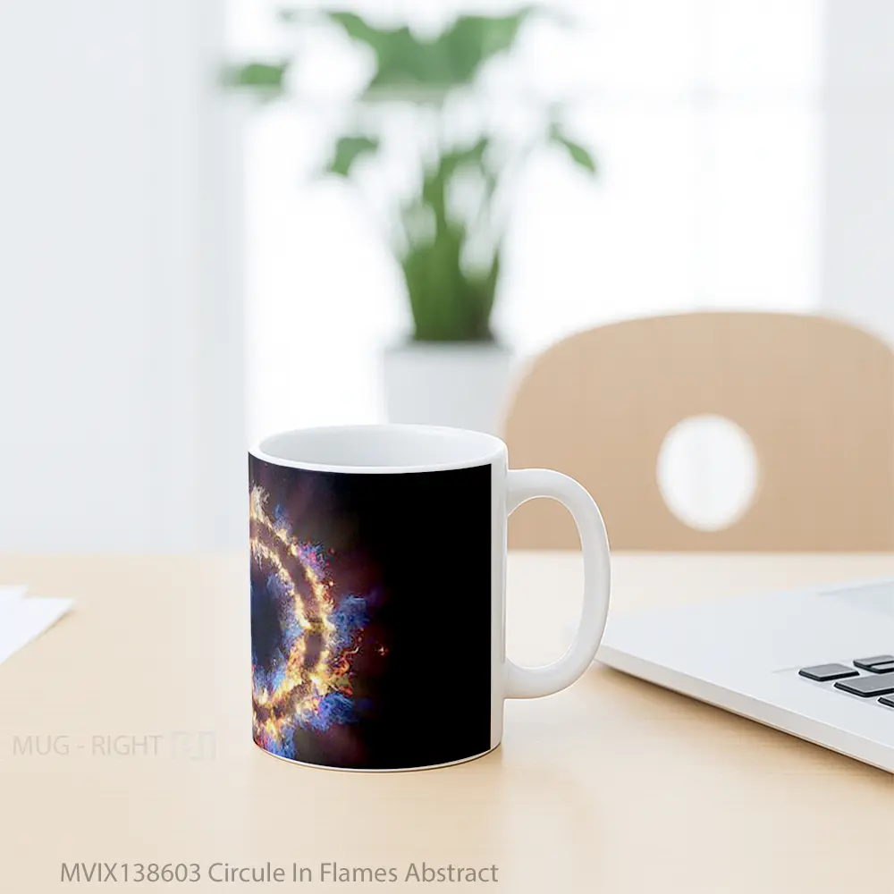 Mug Circule In Flames Abstract Gelas Seni Modern - All-side / Desain