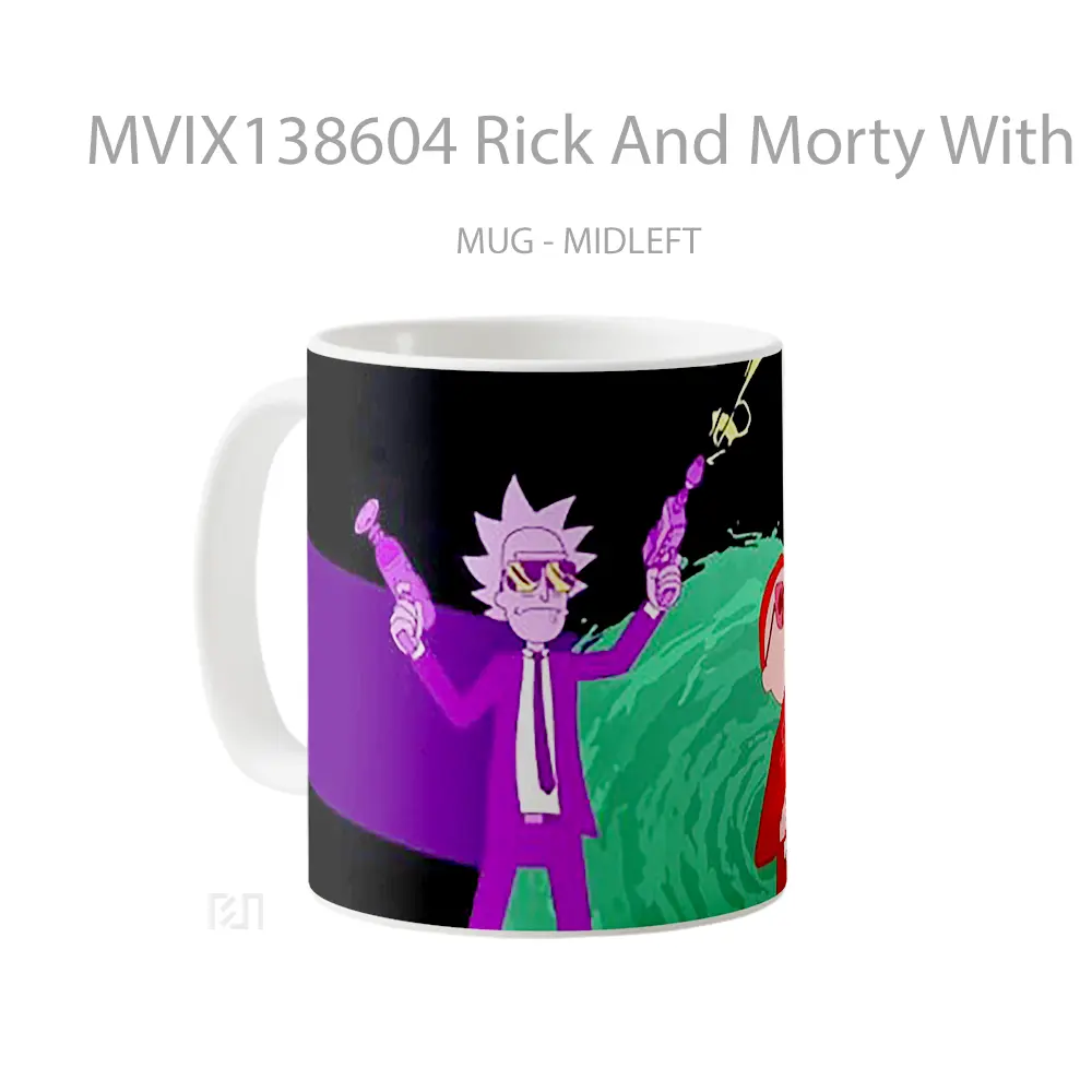 Mug Rick And Morty With Guns Gelas Kartun - All-side / Desain