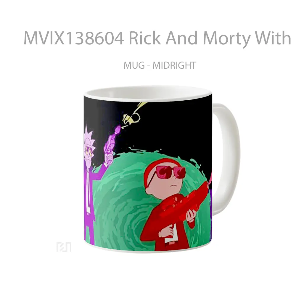 Mug Rick And Morty With Guns Gelas Kartun - All-side / Desain