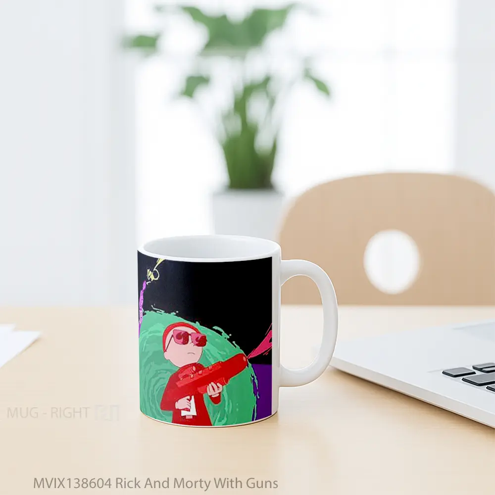 Mug Rick And Morty With Guns Gelas Kartun - All-side / Desain