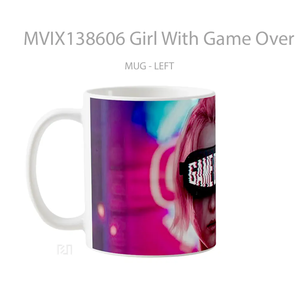 Mug Girl With Game Over Glasses Cangkir Gamer - All-side / Desain