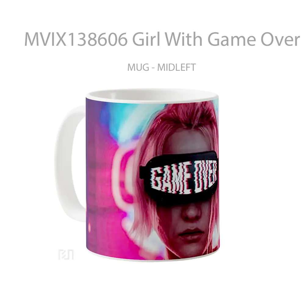 Mug Girl With Game Over Glasses Cangkir Gamer - All-side / Desain
