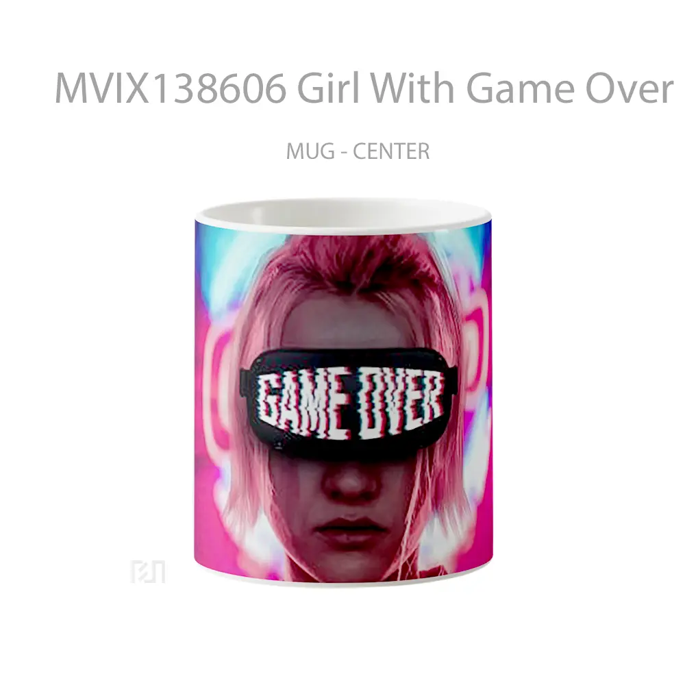 Mug Girl With Game Over Glasses Cangkir Gamer