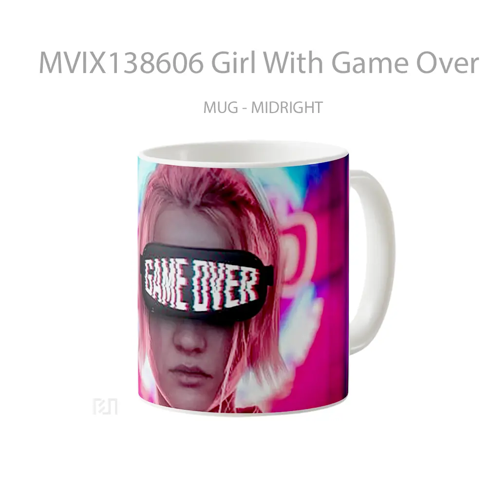 Mug Girl With Game Over Glasses Cangkir Gamer - All-side / Desain