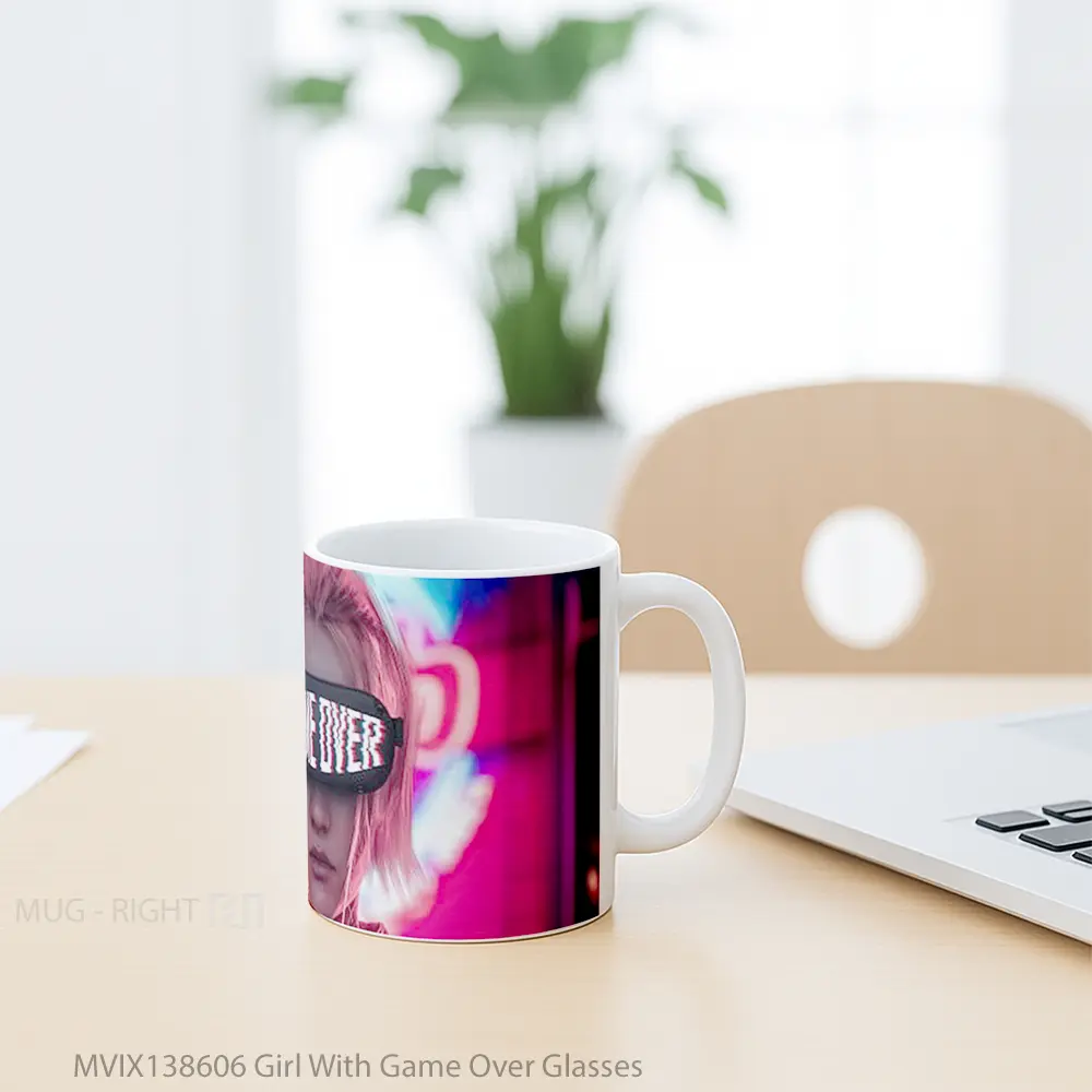 Mug Girl With Game Over Glasses Cangkir Gamer - All-side / Desain