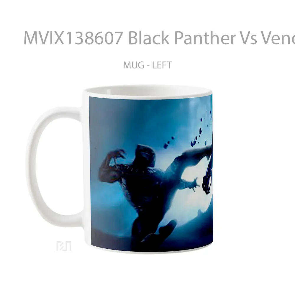 Mug Black Panther Vs Venom Gelas Superhero - All-side / Desain