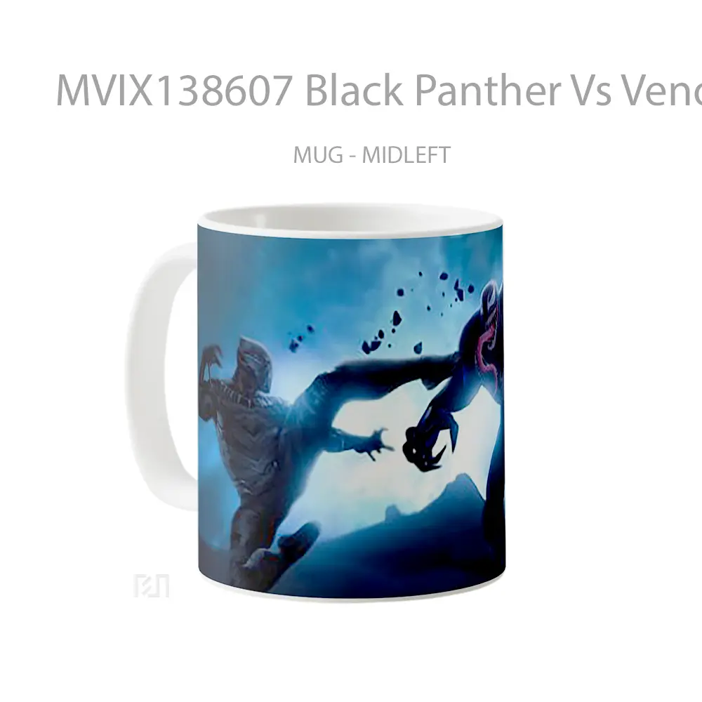 Mug Black Panther Vs Venom Gelas Superhero - All-side / Desain