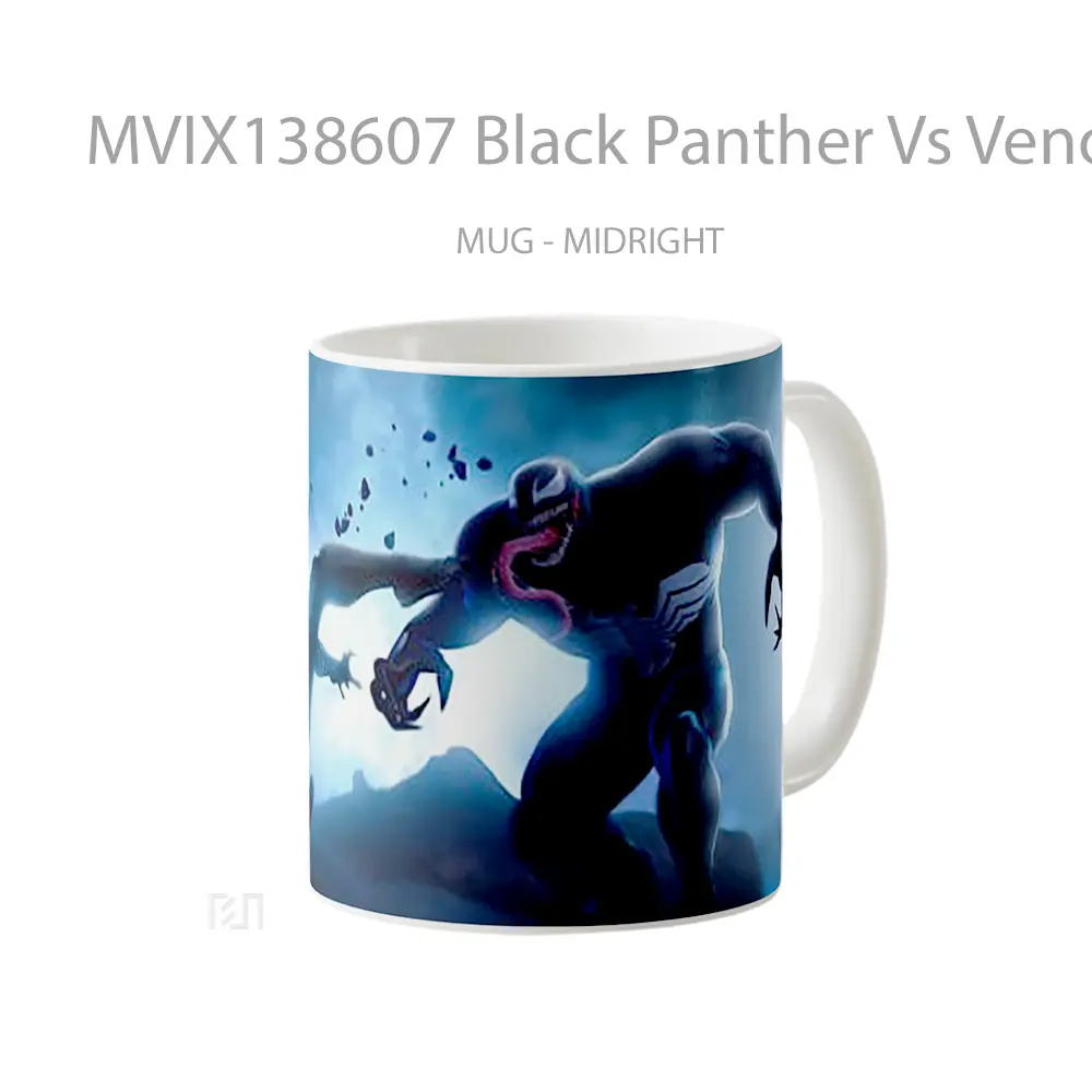 Mug Black Panther Vs Venom Gelas Superhero - All-side / Desain
