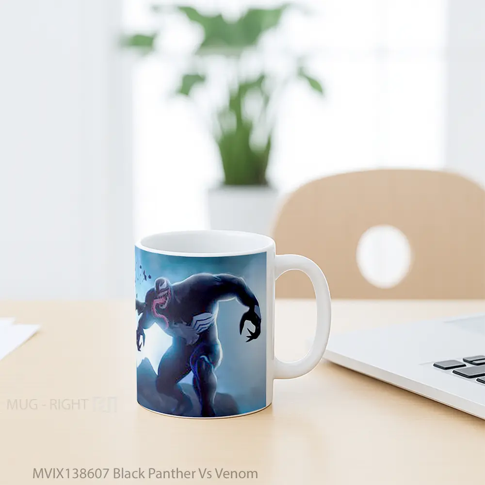 Mug Black Panther Vs Venom Gelas Superhero - All-side / Desain