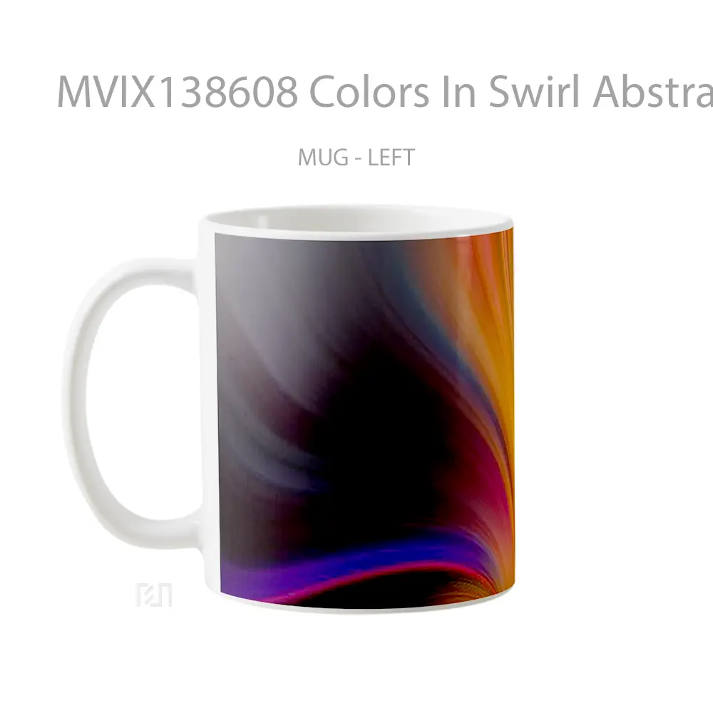 Mug Colors In Swirl Abstract Gelas Seni Modern - All-side / Desain