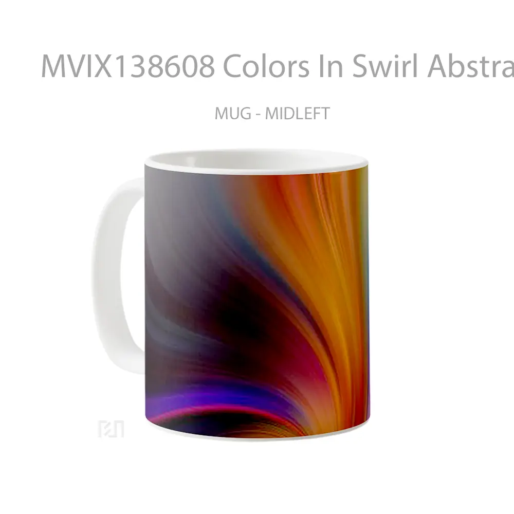 Mug Colors In Swirl Abstract Gelas Seni Modern - All-side / Desain