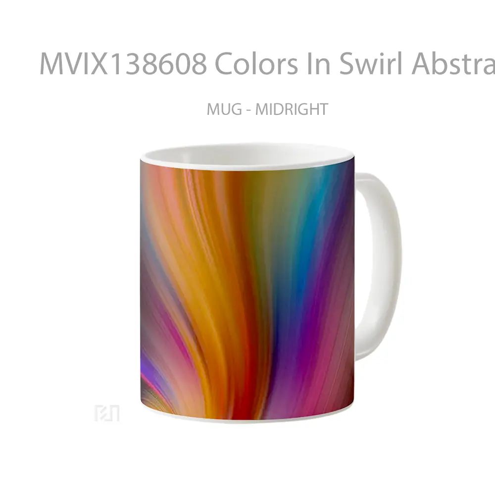 Mug Colors In Swirl Abstract Gelas Seni Modern - All-side / Desain