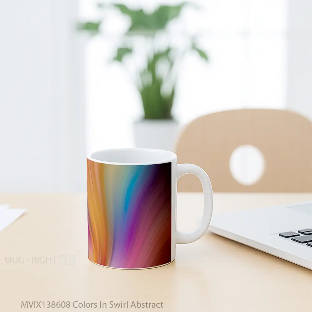 Mug Colors In Swirl Abstract Gelas Seni Modern - All-side / Desain