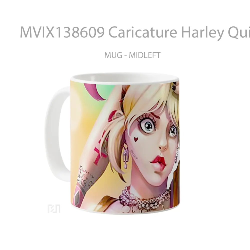 Mug Caricature Harley Quinn Gelas Keramik Unik - All-side / Desain