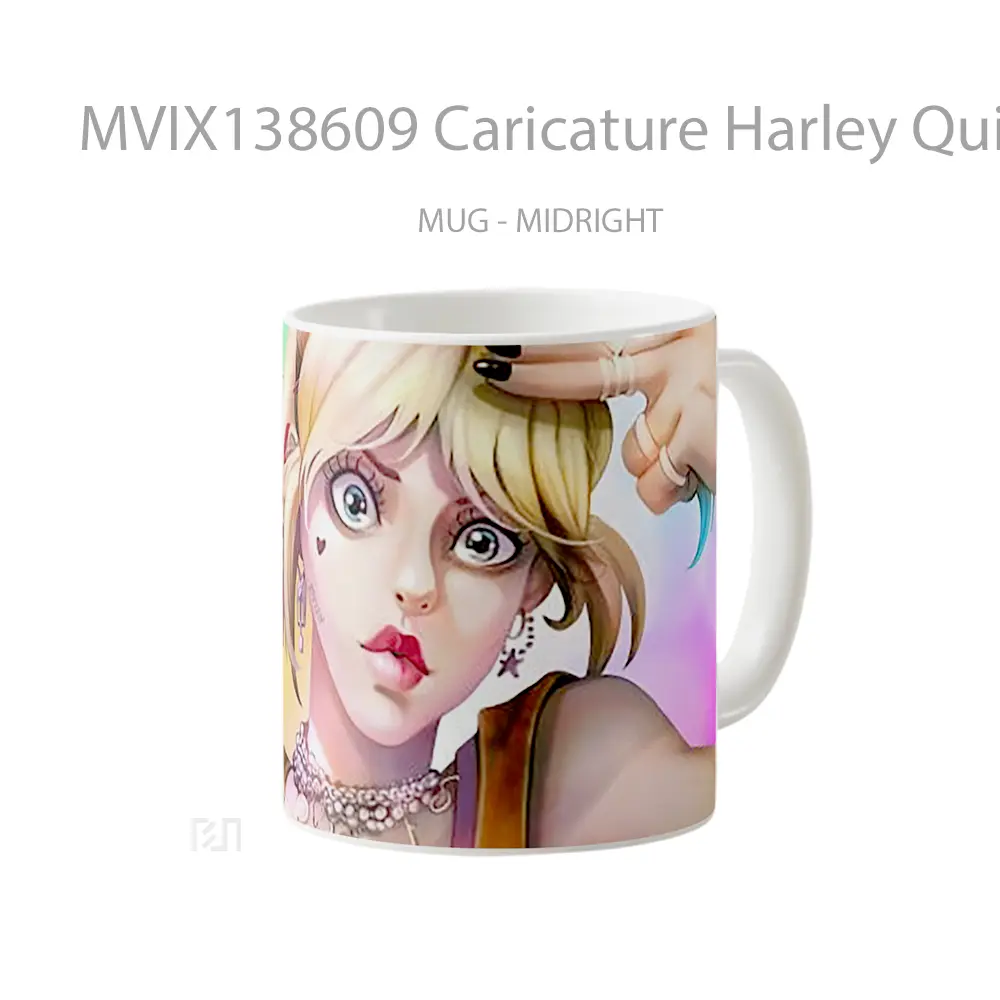 Mug Caricature Harley Quinn Gelas Keramik Unik - All-side / Desain