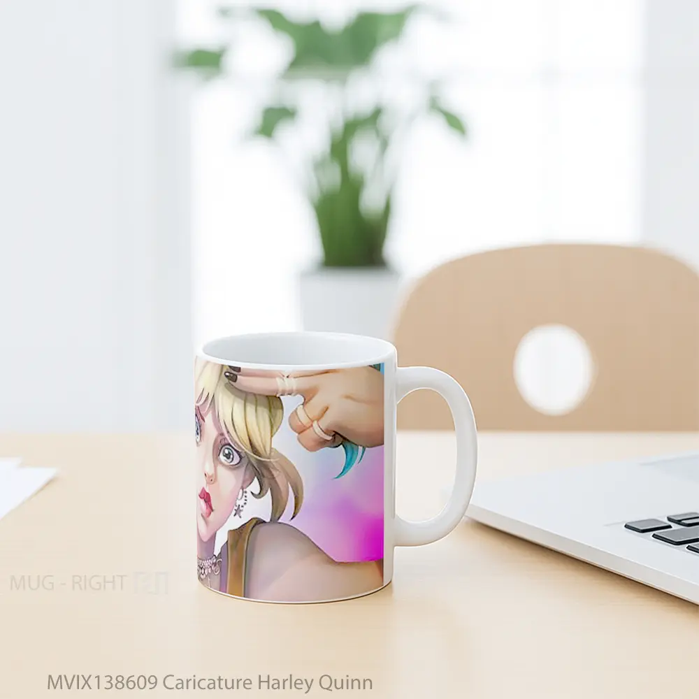 Mug Caricature Harley Quinn Gelas Keramik Unik - All-side / Desain