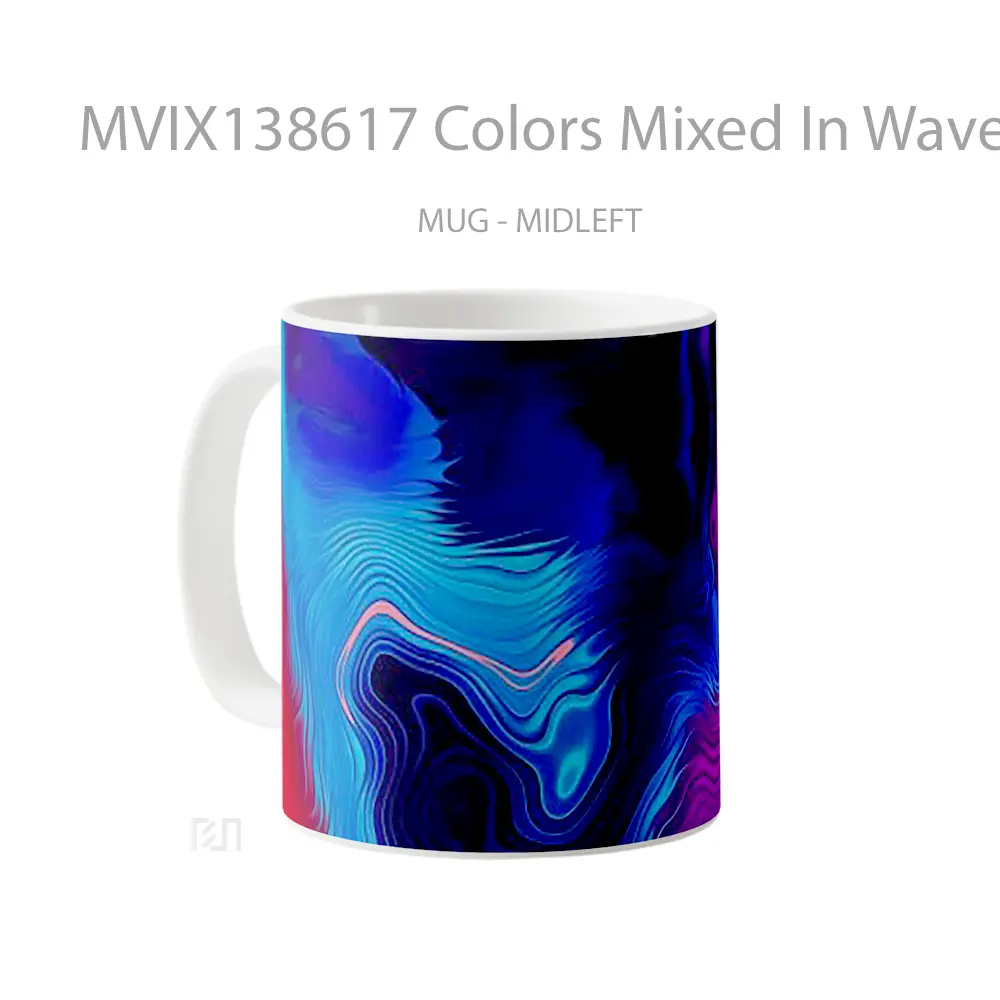 Mug Colors Mixed In Waves Gelas Keramik Unik - All-side / Desain