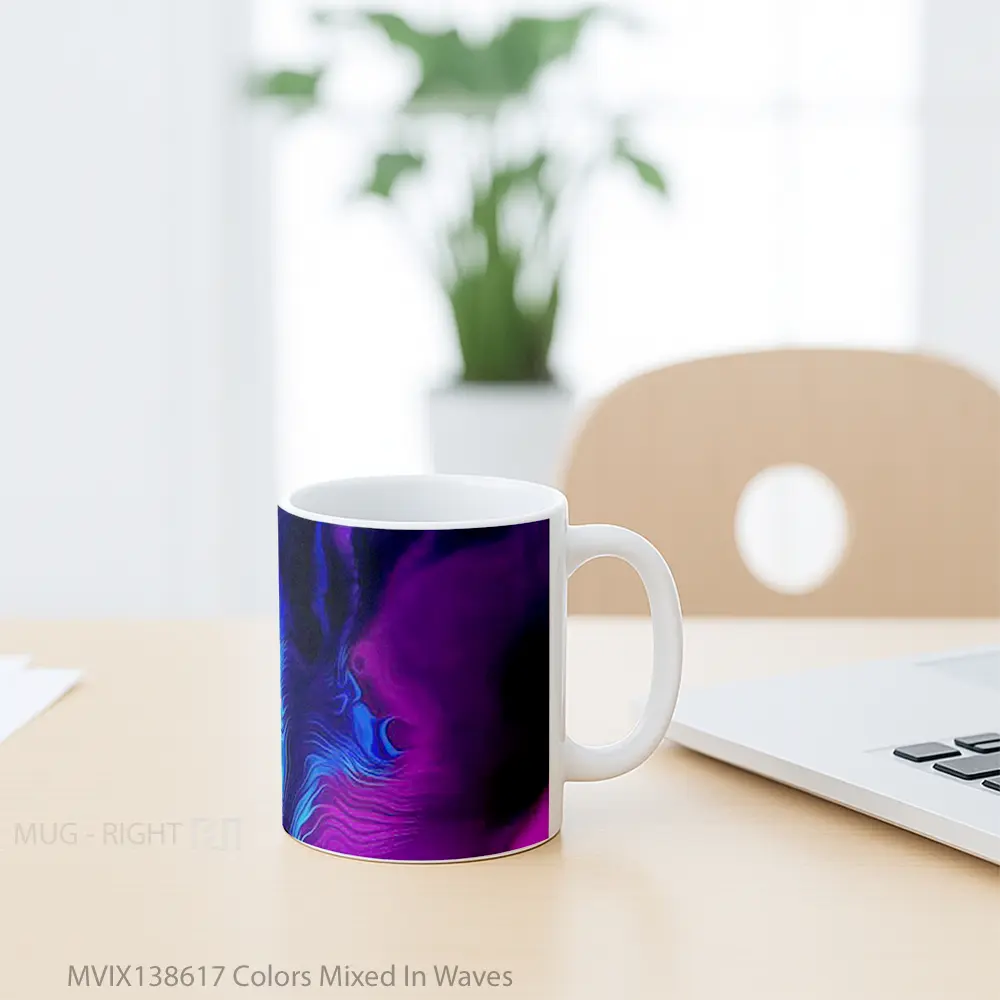 Mug Colors Mixed In Waves Gelas Keramik Unik - All-side / Desain