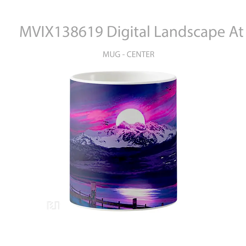 Mug Digital Landscape At Sunset Gelas Pemandangan Alam