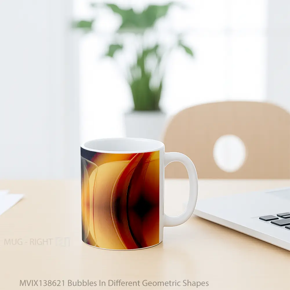 Mug Bubbles In Different Geometric Shapes Gelas Seni Modern - All-side / Desain