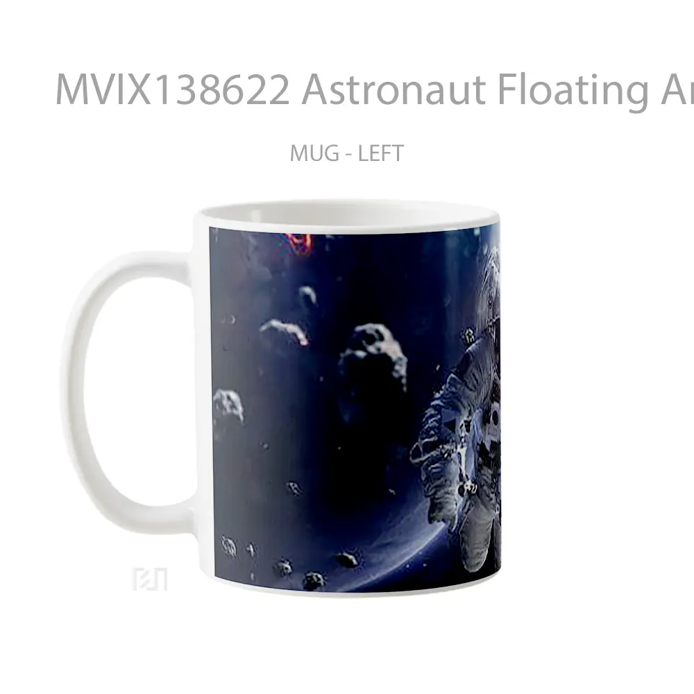 Mug Astronaut Floating Around Asteroids Gelas Astronomi - All-side / Desain