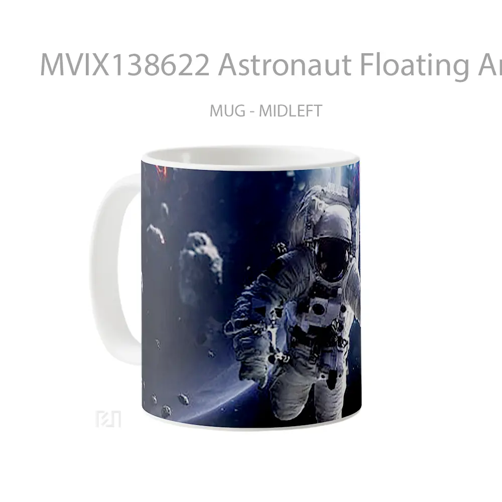 Mug Astronaut Floating Around Asteroids Gelas Astronomi - All-side / Desain