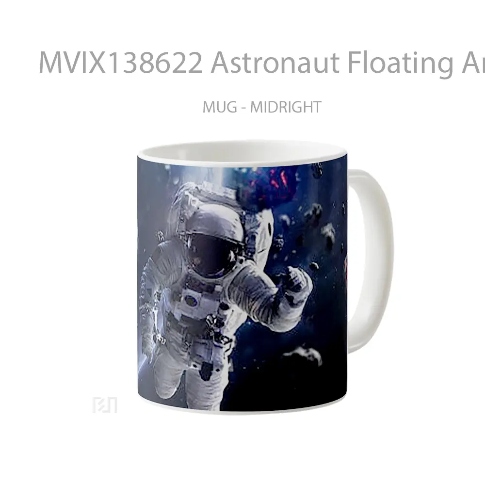 Mug Astronaut Floating Around Asteroids Gelas Astronomi - All-side / Desain