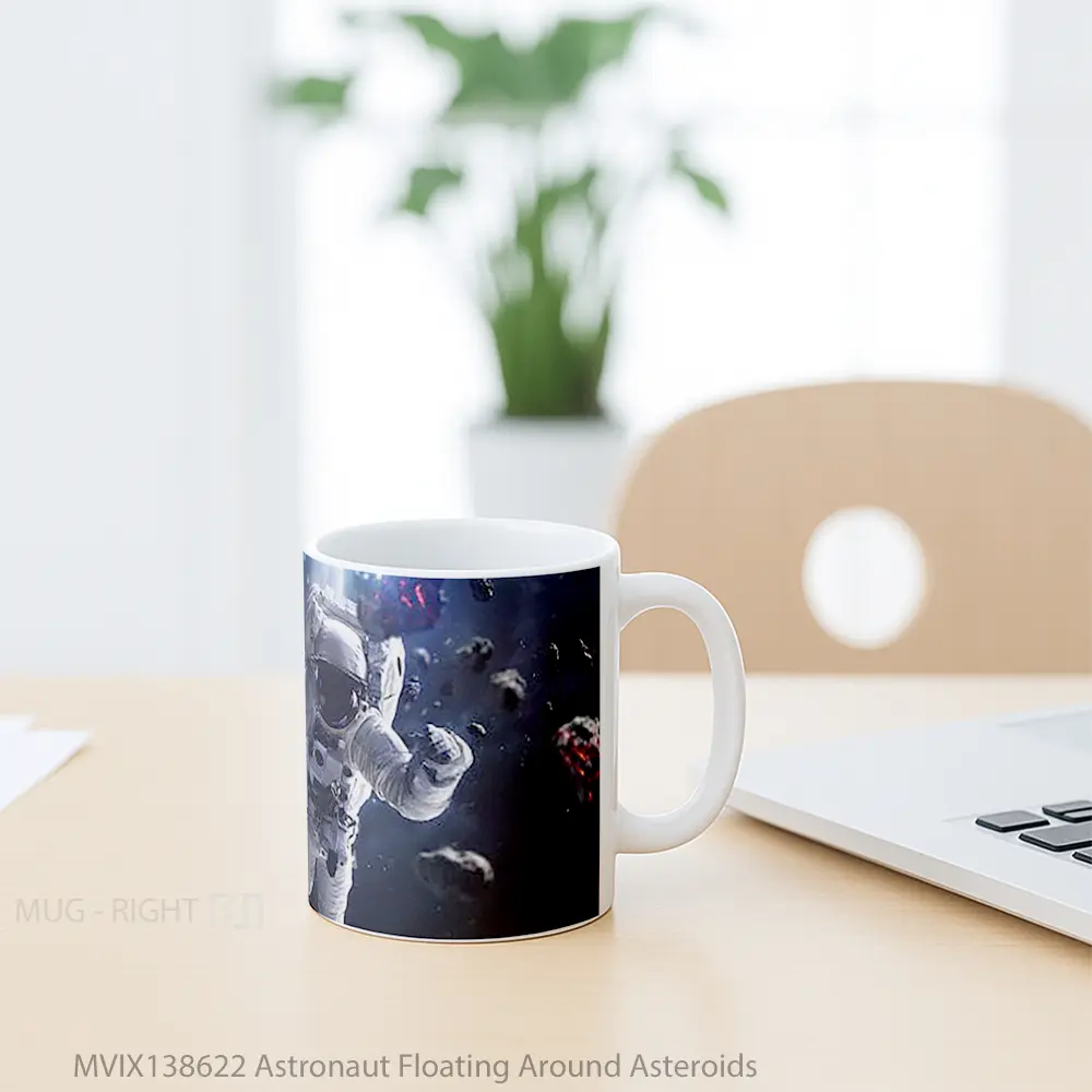Mug Astronaut Floating Around Asteroids Gelas Astronomi - All-side / Desain